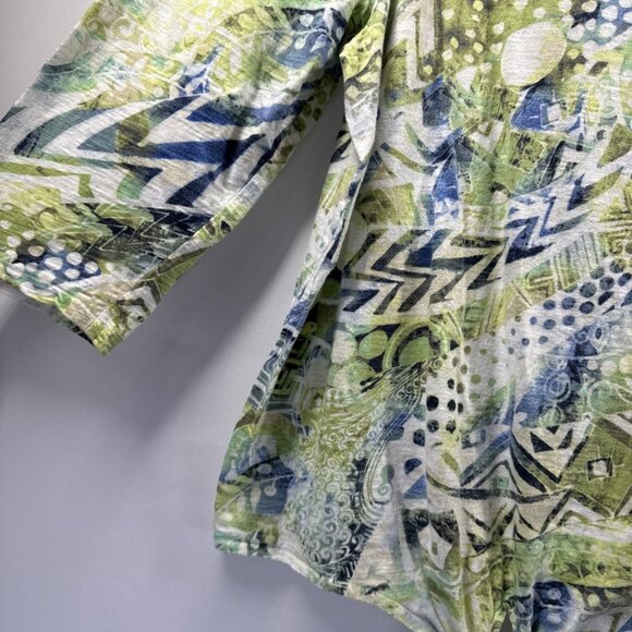 Chicos Women Top Size XL Mixed Print Colorful Tie 3/4 Sleeve Pullover Stretch - Picture 4 of 7